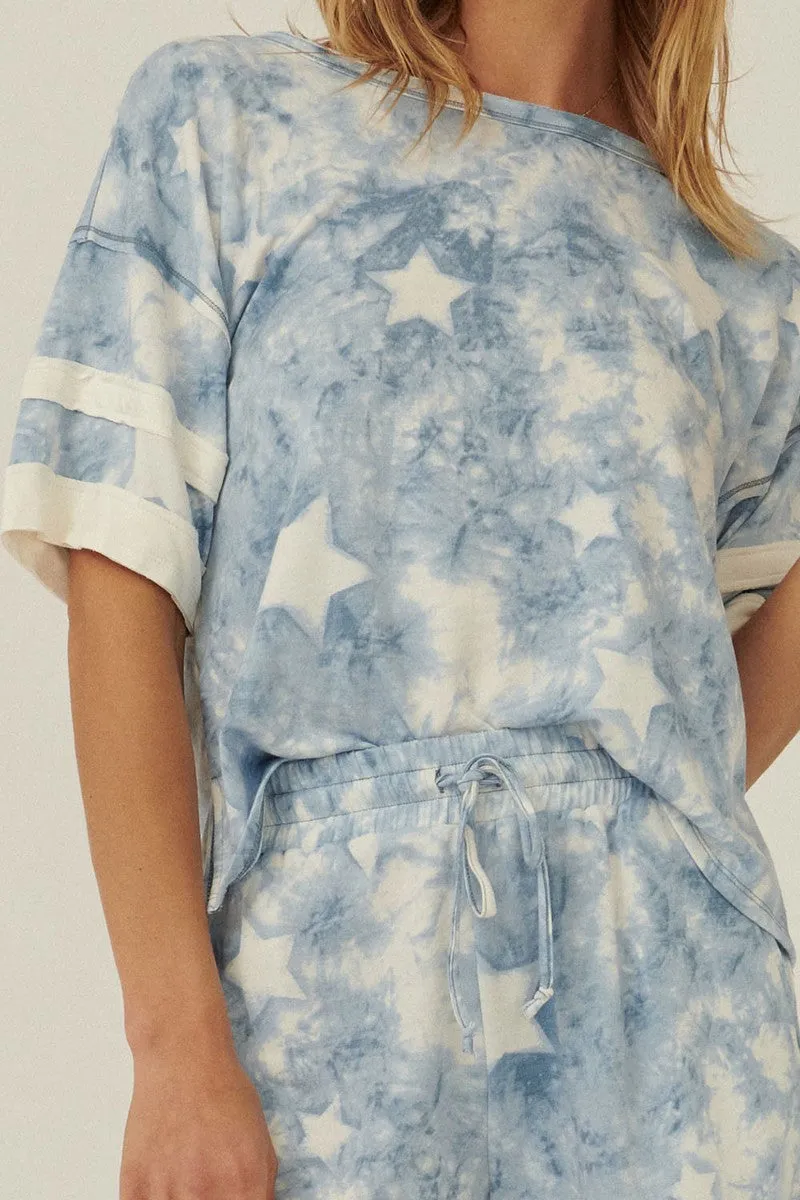 Women's A Star-pattern Tie-dye Knit Top