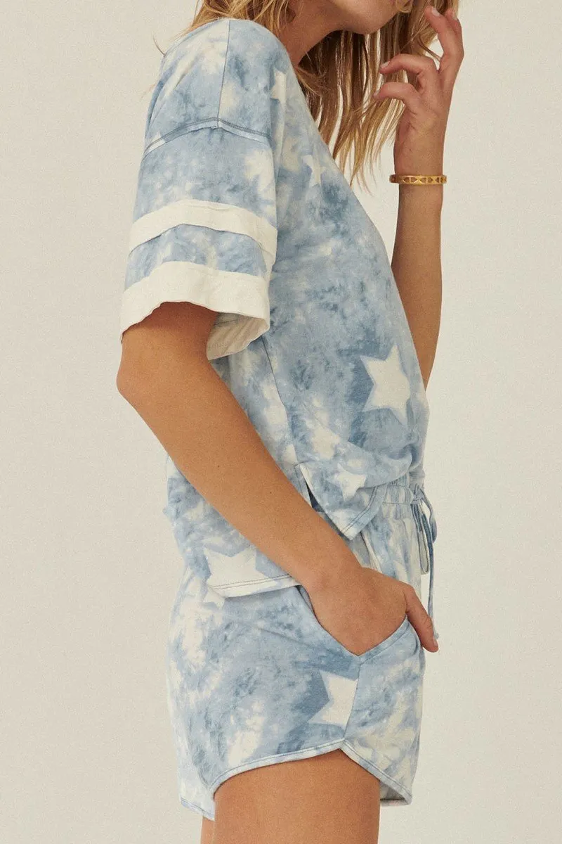 Women's A Star-pattern Tie-dye Knit Top