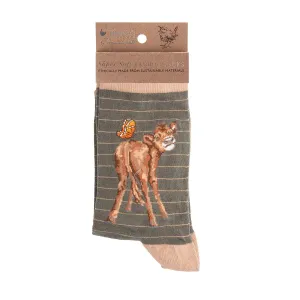 Women's Bamboo Cow Socks - SOCK021 Flutterly Fabulous
