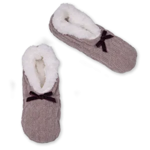 Women's Chenille Knit Ballerina Slipper Socks with Gripper Bottoms
