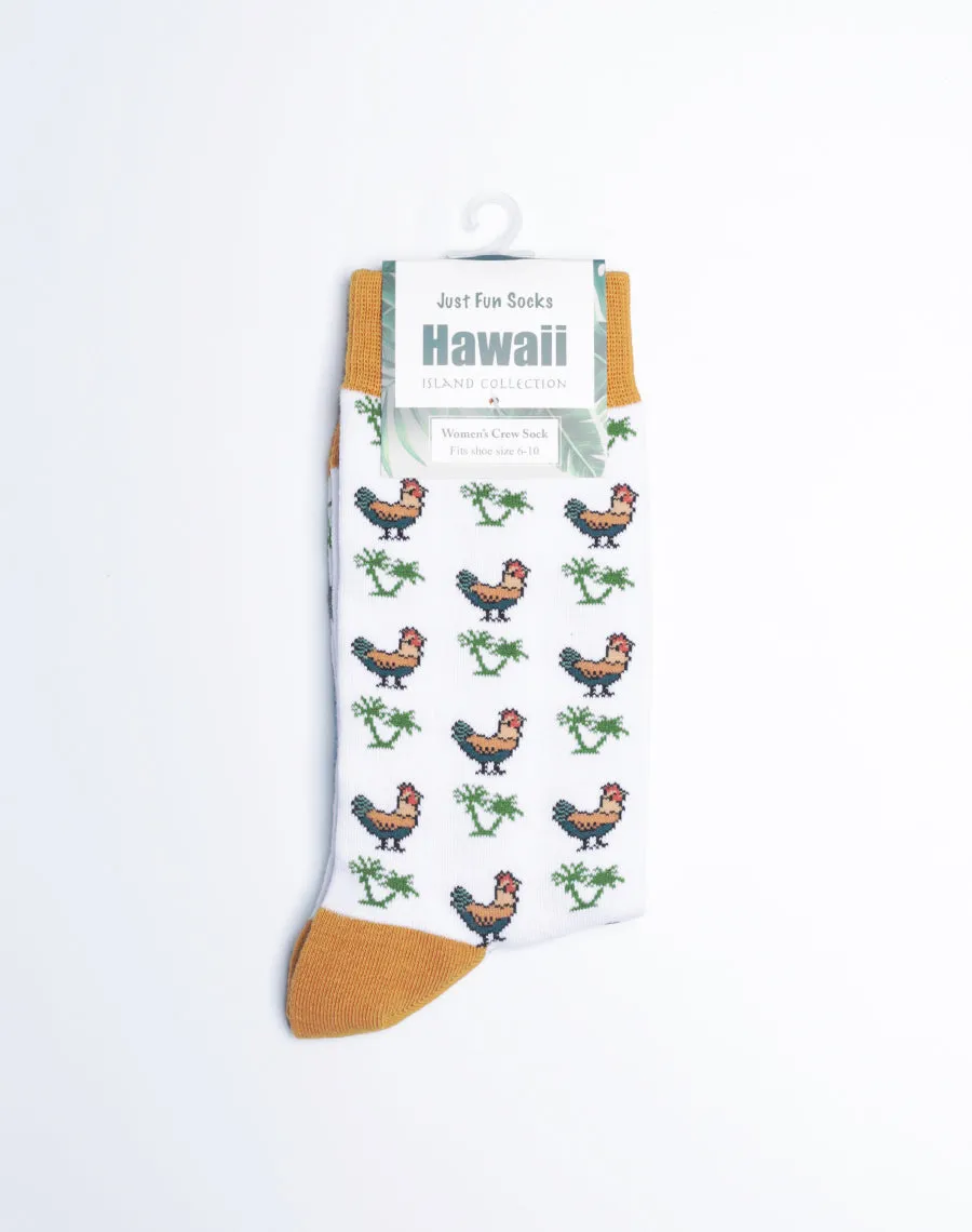 Women's Chickens & Palms Tropical Animal Crew Socks