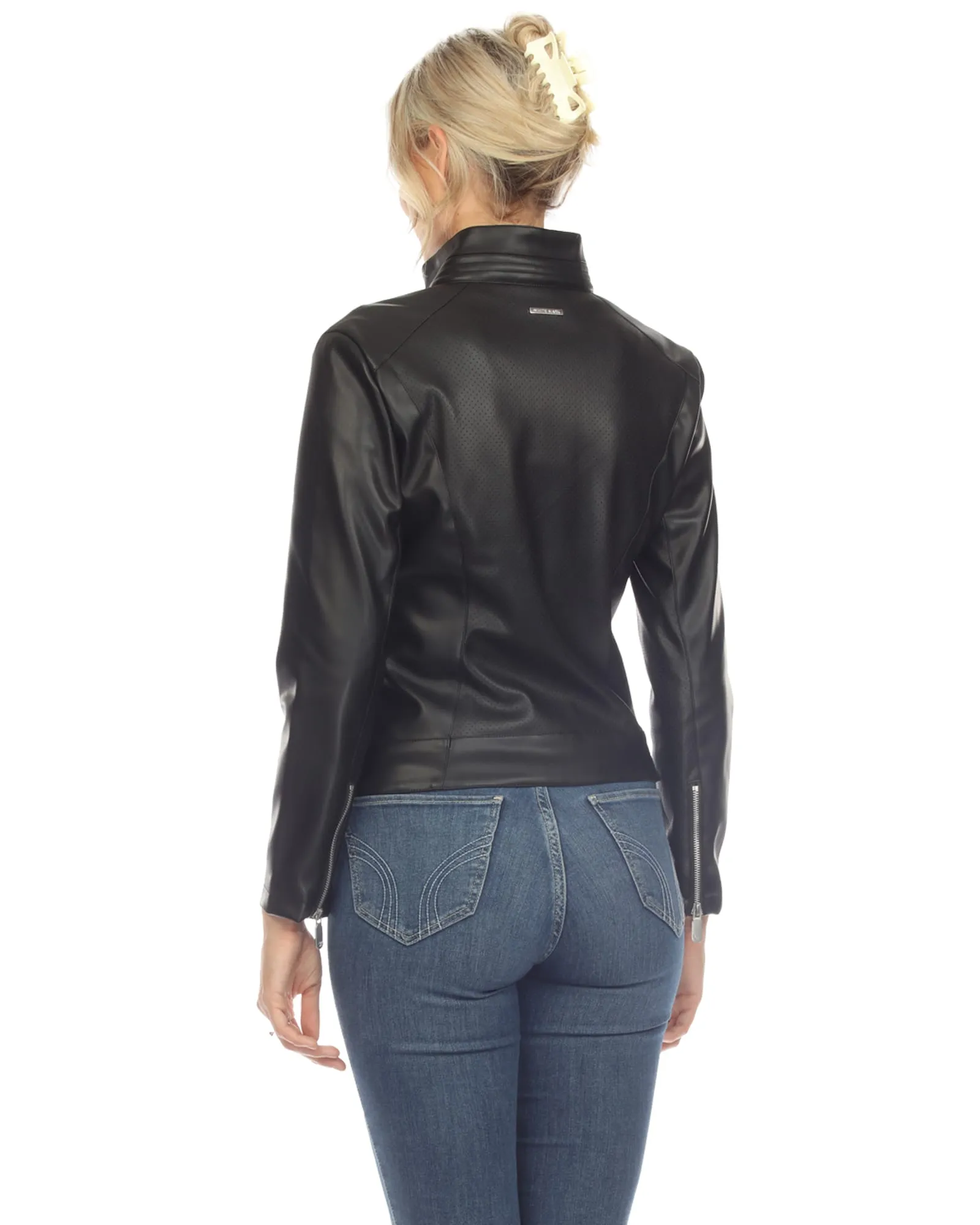 Women's Classic Biker Faux Leather Jacket | Black