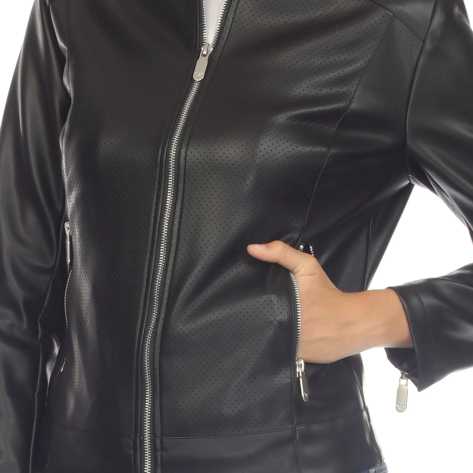 Women's Classic Biker Faux Leather Jacket | Black