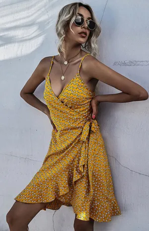 Women's Floral Printed Ruffled Cami Dress