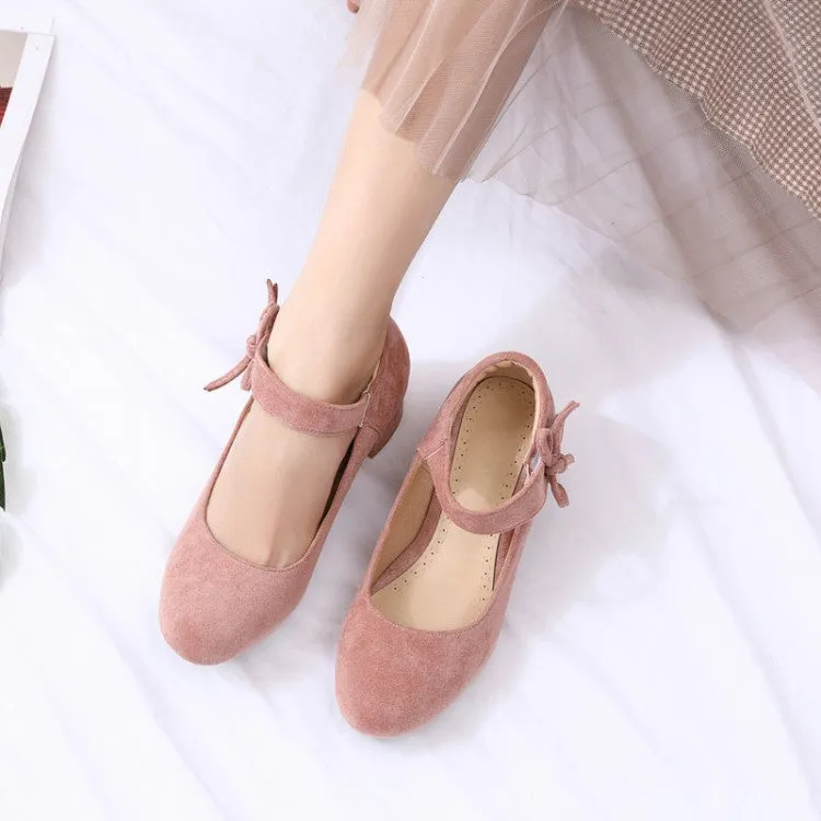 Women's Knot Mary Jane Pumps Chunky Heels Shoes
