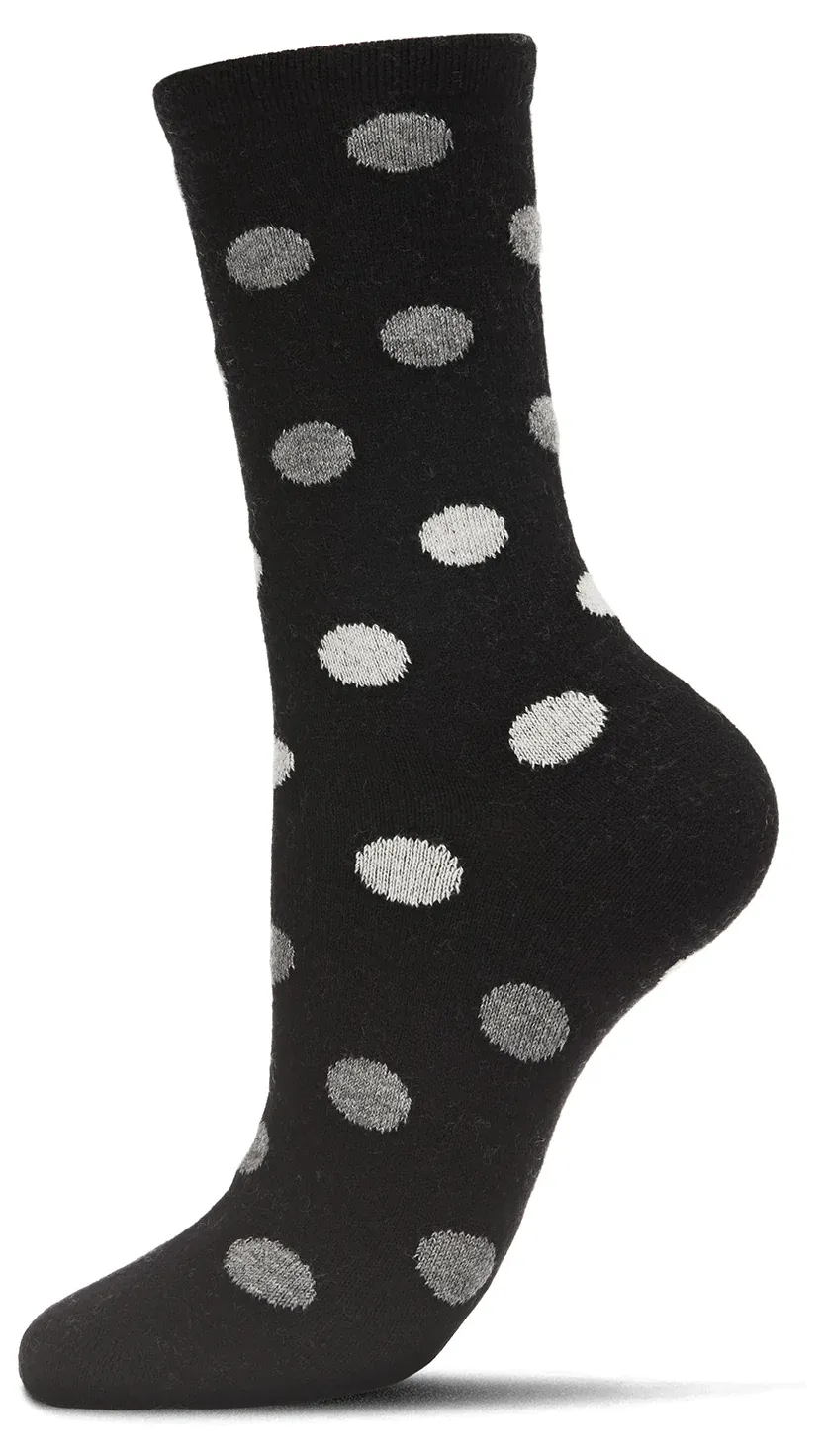 Women's Multi Dots Cashmere Crew Socks -Black