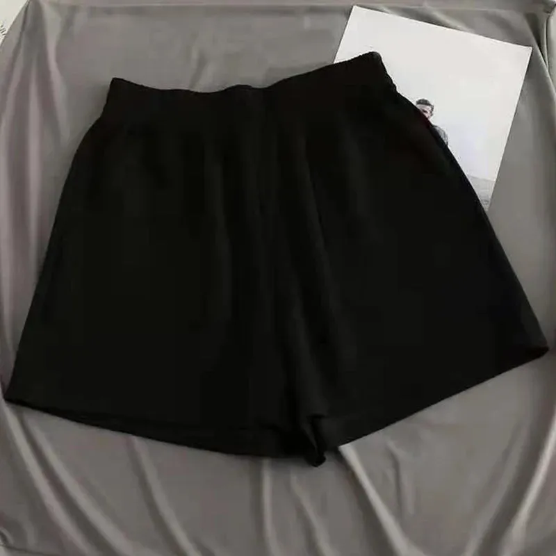 Women's Shorts With Pocket High Waist Hot Pants Casual Loose Sports Pants Elastic Waist Girls Cycling Shorts Summer Solid Color