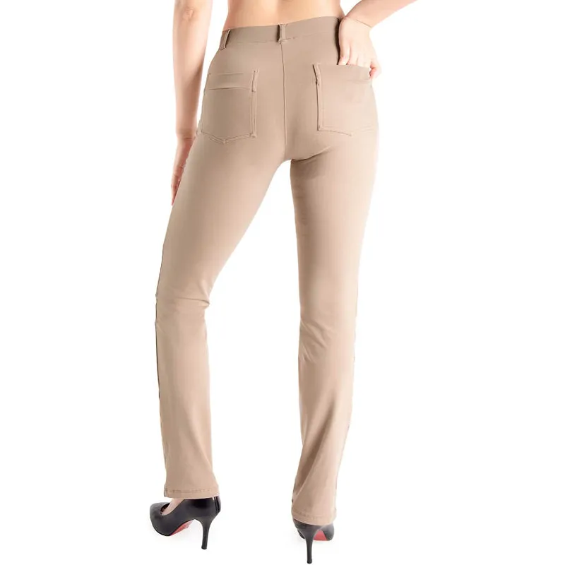 Women's  Solid Petite/Regular/Tall Straight Leg Yoga Dress Pants With Belt Loops