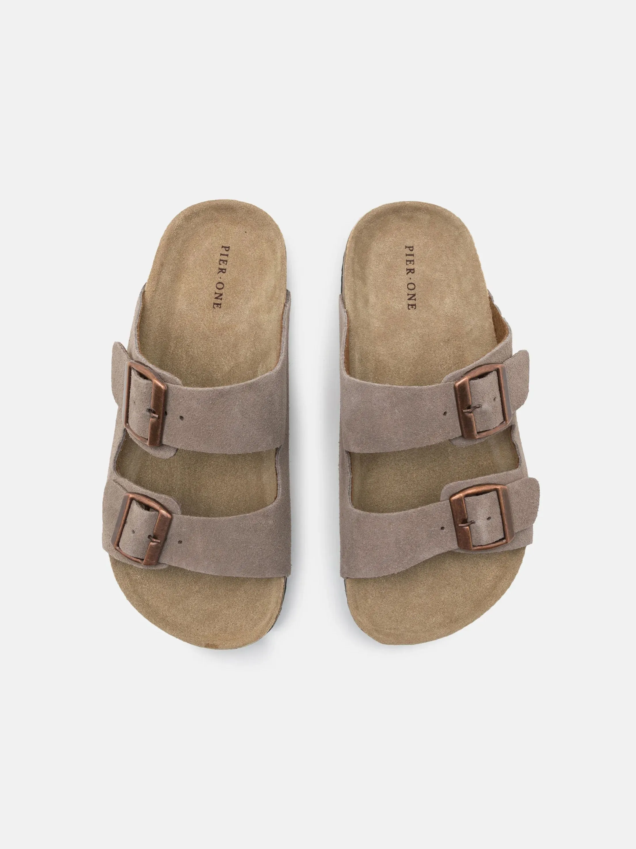 Women's Suede Slider Sandals,Grey
