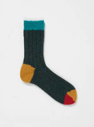 Wool 4 Colour Socks Green