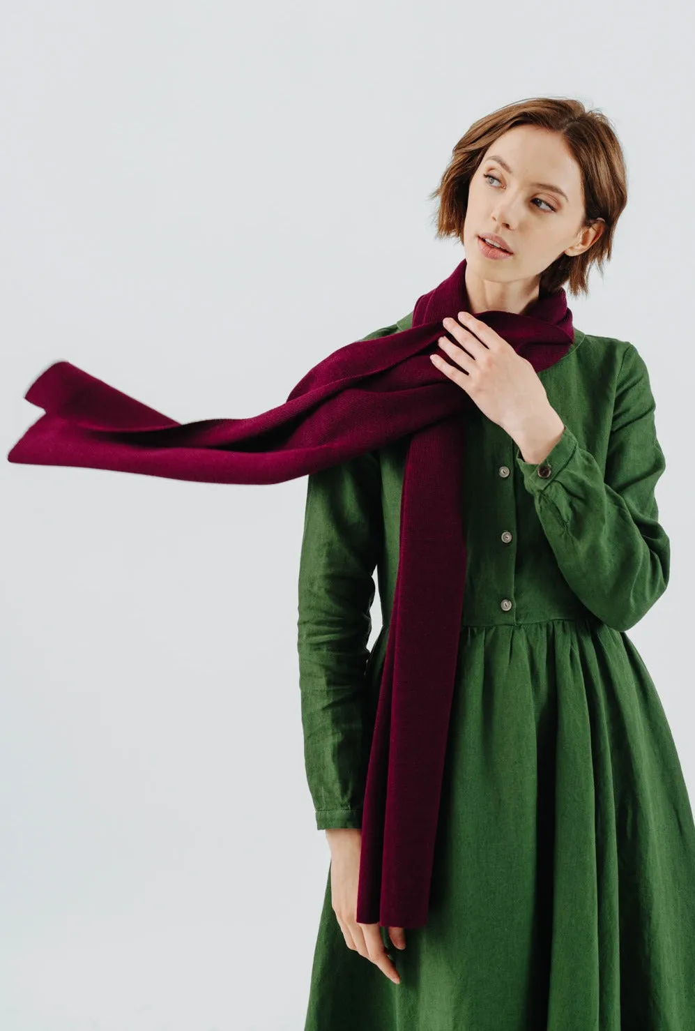 Wrap Scarf, Merino Wool, Burgundy