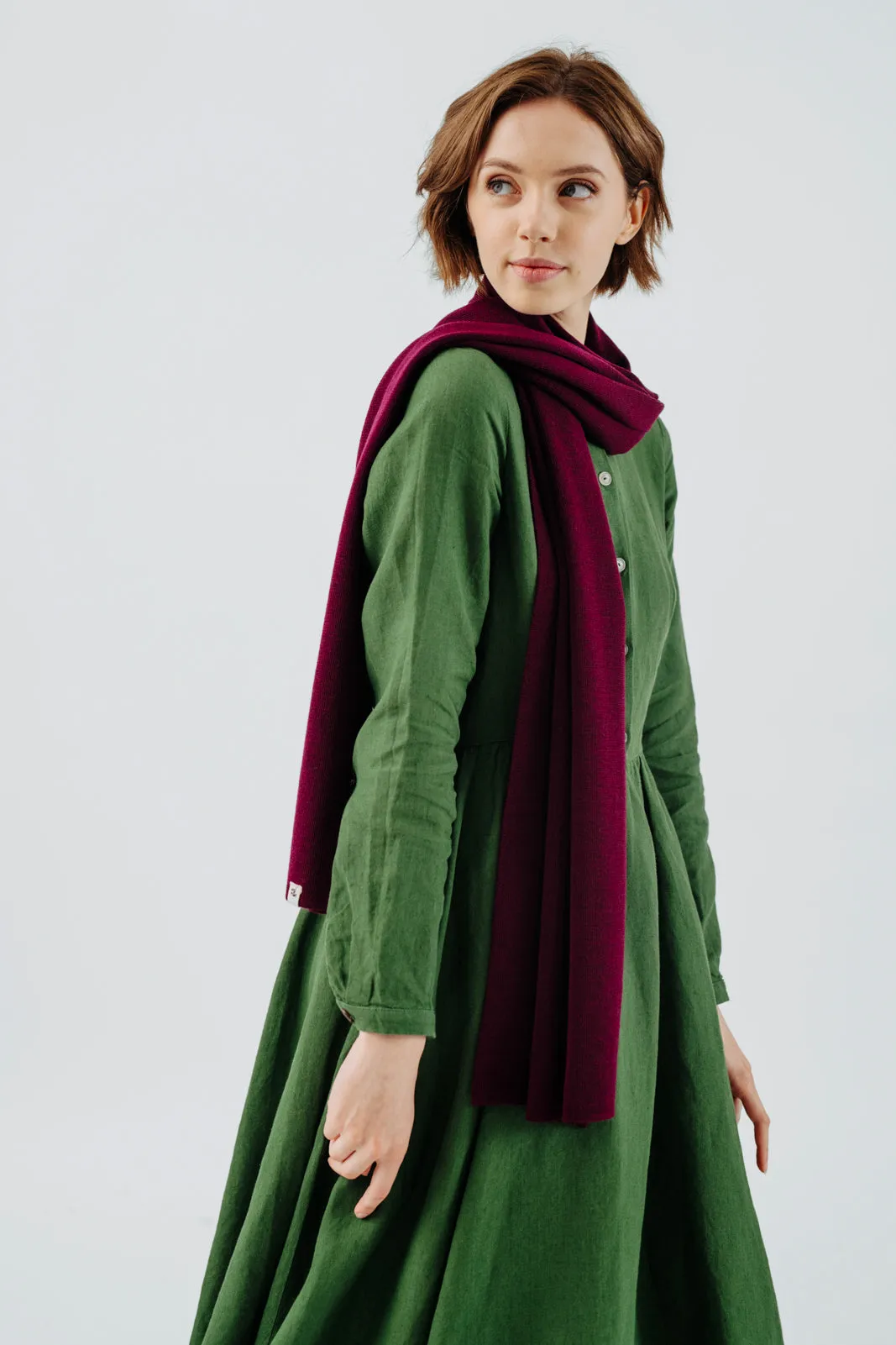 Wrap Scarf, Merino Wool, Burgundy