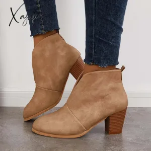 Xajzpa - Retro Western V Cut Ankle Boots