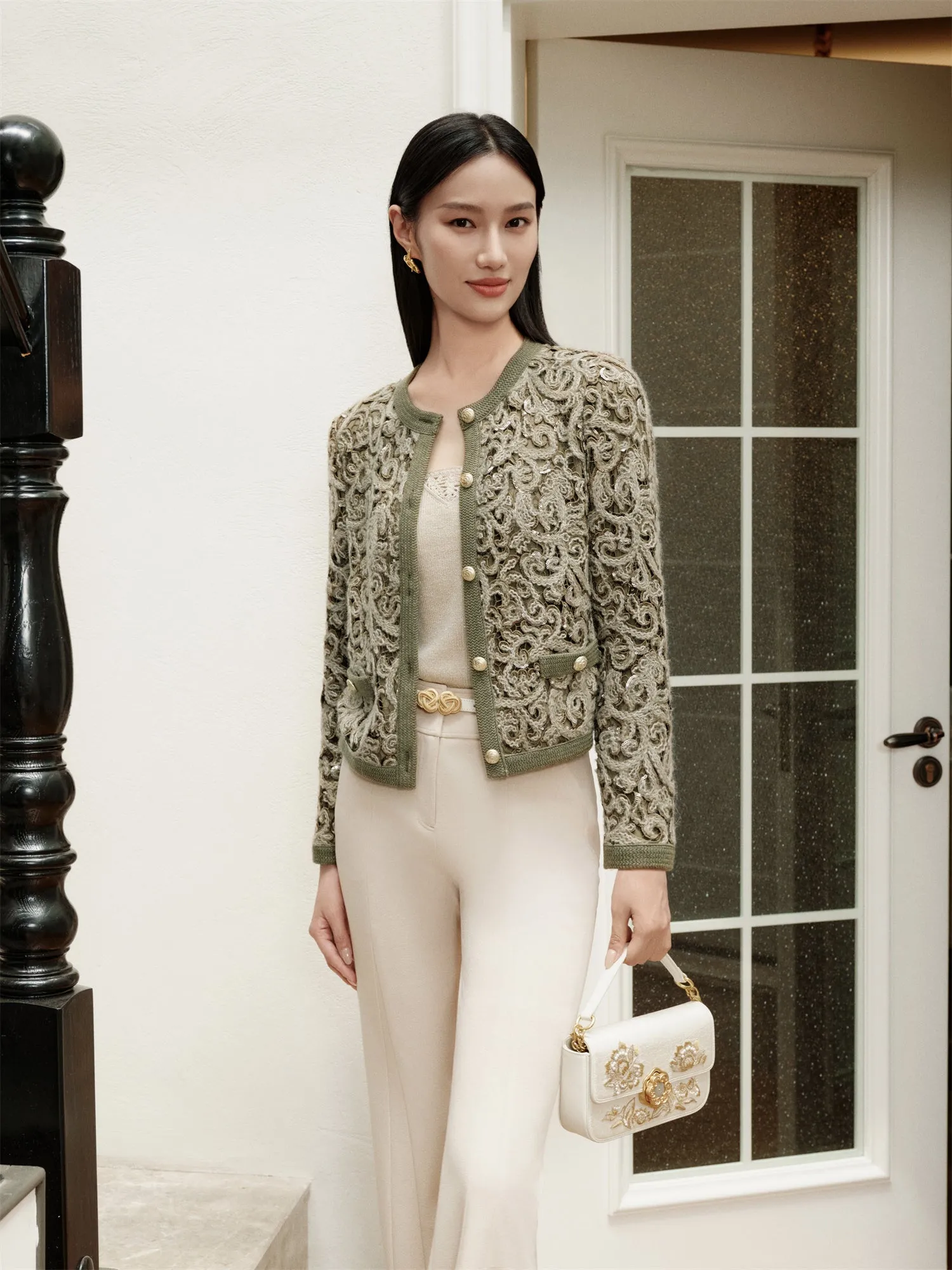 YAYING Knit Braided Embroidery Jacket EPJAB9119AG