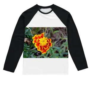 Yellow Red Flower Sublimation Baseball Long Sleeve T-Shirt