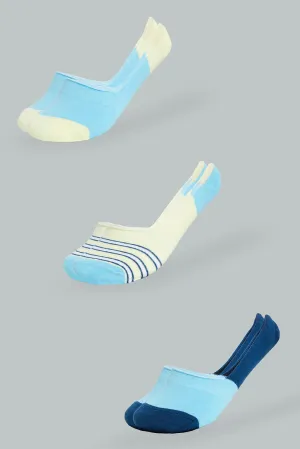 Yellow/Blue Invisible Socks (3-Pack)