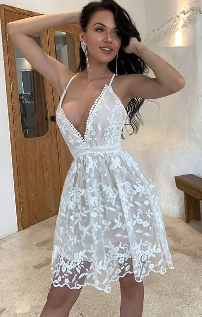 Yours Always Embroidered Lace Mini Dress