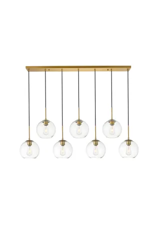 ZC121-LD2230BR - Living District: Baxter 7 Lights Brass Pendant With Clear Glass