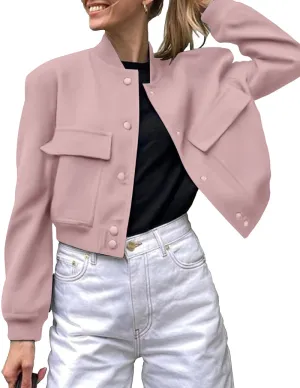 Zeagoo Women Bomber Jacket Casual Button Down Shackets