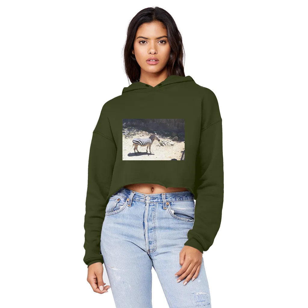Zebra Unisex Cropped Raw Edge Boyfriend Hoodie