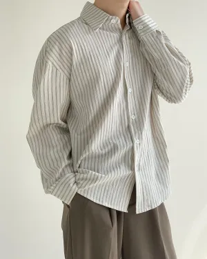 Zhou Thin Vertical Stripes Long Sleeve Shirt