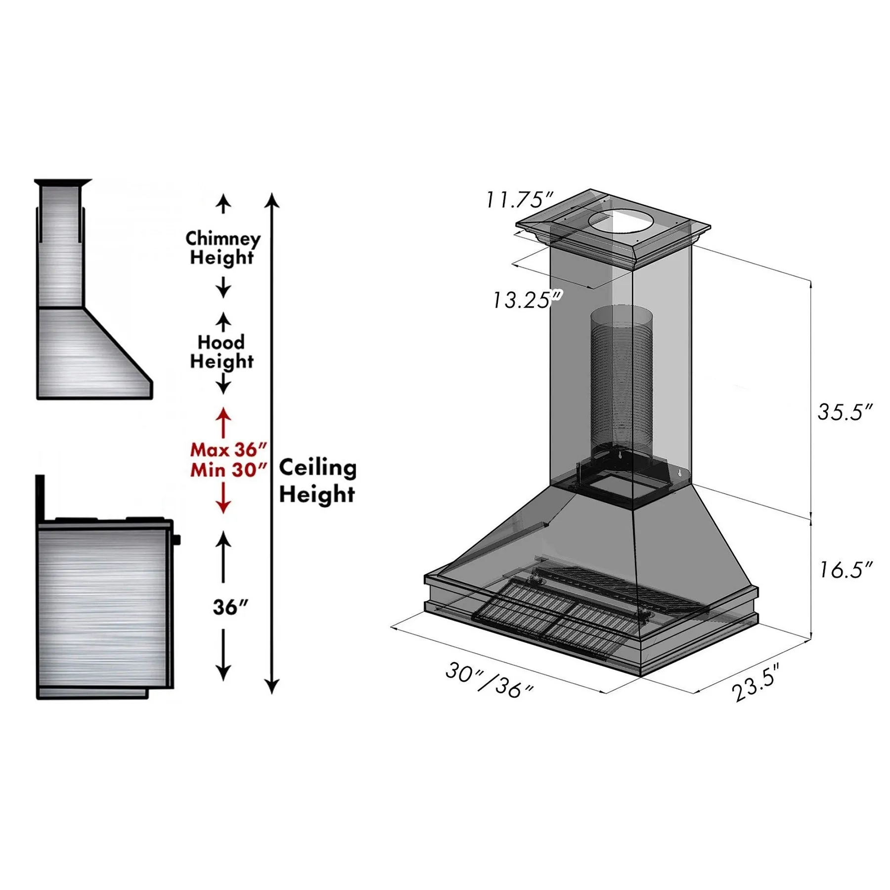ZLINE 30" Designer Series DuraSnow® Wall Mount Range Hood (8656S-30)